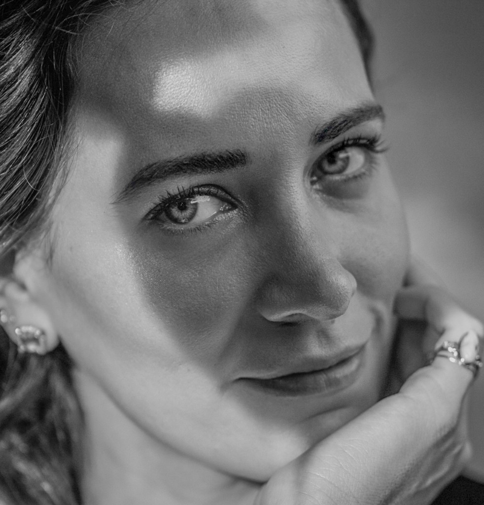 Close-up monochrome editorial portrait study